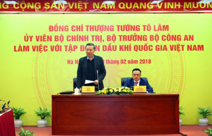 Bộ trưởng Bộ Công an Tô Lâm làm việc với Tập đoàn Dầu khí Việt Nam